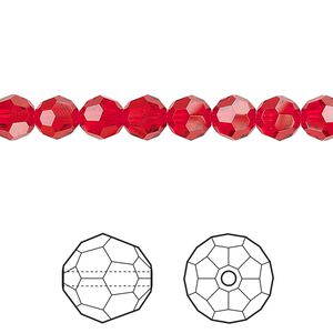 Bead 12pk light Siam, Crystal Passions® 6mm round 5000