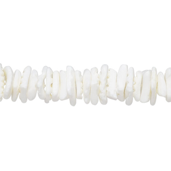 Bead, litub shell (natural), white, medium chip, Mohs hardness 3-1/2. Sold per 15-1/2" to 16" strand. image number 0