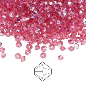 Bead 1440pk rose glitter, Preciosa Czech crystal 3mm bicone
