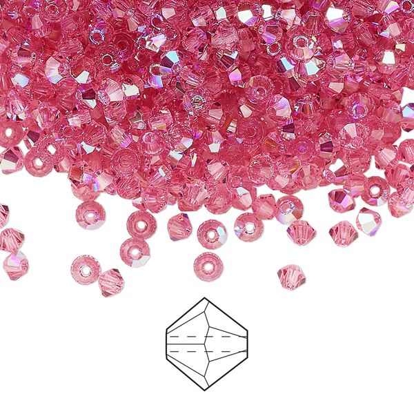 Bead 1440pk rose glitter, Preciosa Czech crystal 3mm bicone image number 0