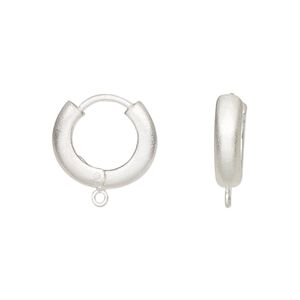 Earring hoop 1pkg2 sterling silver, 16mm hinged / closed loop, 1 pair