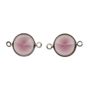 Link, Vintage Crystal™, crystal and gunmetal-plated brass, amethyst, 12mm rivoli. Sold per pkg of 2.