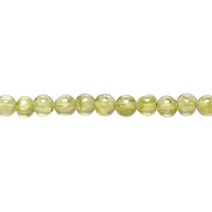 Peridot 1pkg1, hand-cut round bead natural 13 inch 4-6mm