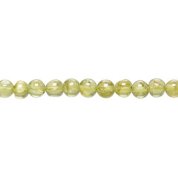Peridot 1pkg1, hand-cut round bead natural 13 inch 4-6mm image number 0