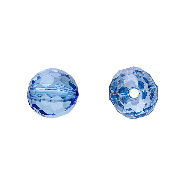 Bead, acrylic, blue, 12mm faceted round. Sold per 100-gram pkg, approximately 100 beads. image number 0