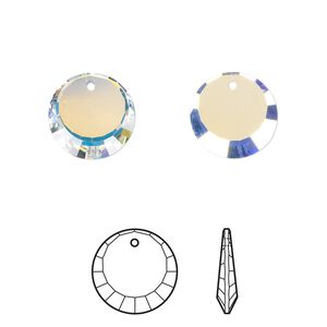 Drop 144pk crystal AB, Swarovski® 12mm pendant disc 6210