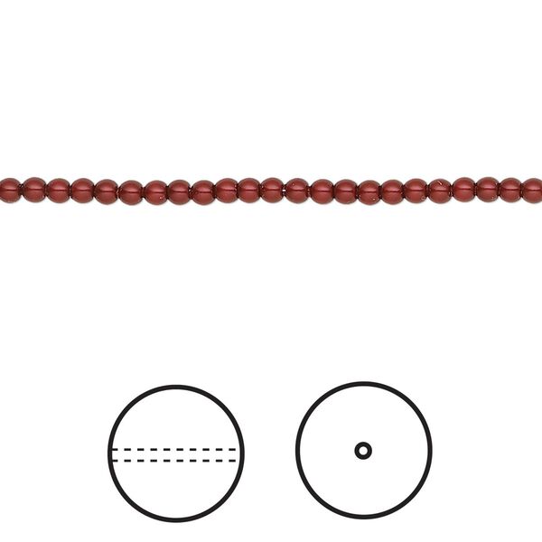 Pearl 100pk bordeaux, Crystal Passions® 2mm round 5810 image number 0