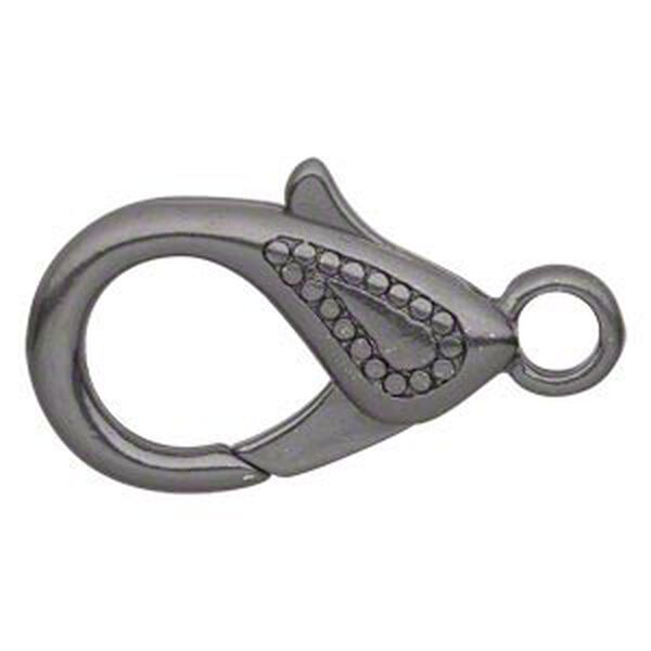 Clasp, lobster claw, gunmetal-finished "pewter" (zinc-based alloy), 25x15mm double-sided with teardrop design. Sold per pkg of 4. image number 0