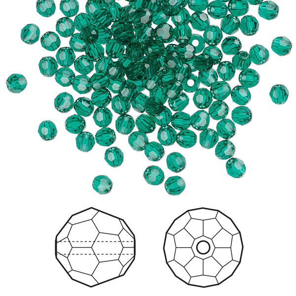 Bead 144pk emerald, Crystal Passions® 3mm round 5000 image number 0