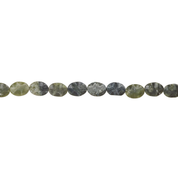 Green serpentine 1pkg1, wavy oval bead natural, 15 inch 20x14mm-21x15mm image number 1