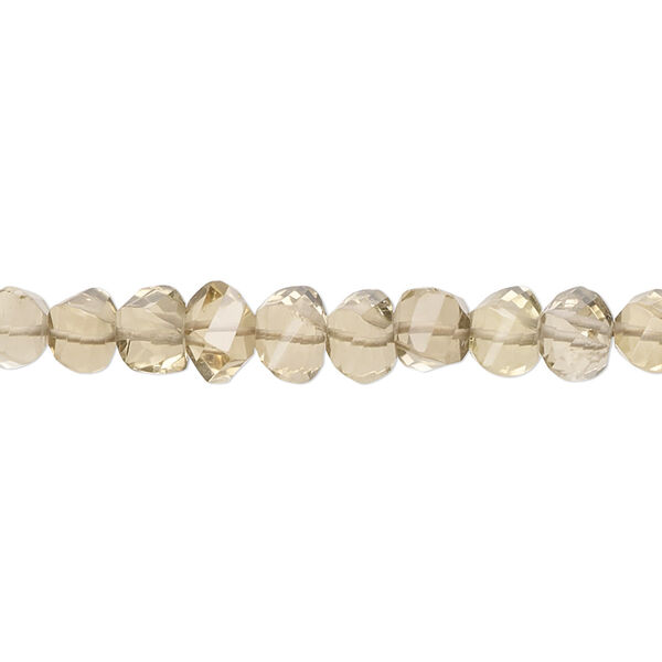 Champagne quartz 1pkg1, hand-cut twisted faceted cube bead B+ grade, 8 inch 5x4mm-7x6mm image number 0