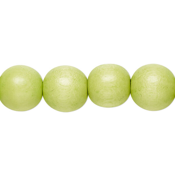 Bead, Taiwanese cheesewood (dyed / waxed), lime green, 11-12mm round. Sold per pkg of (2) 15-1/2" to 16" strands. image number 0
