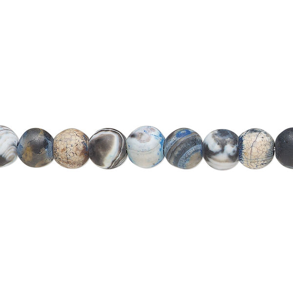 Bead, fire crackle agate (dyed/heated), matte, 5.5-6mm round, B grade, Mohs hardness 6-1/2 to 7. Sold per 16-inch strand. image number 0