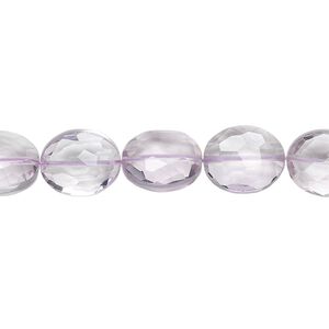 Lavender amethyst 1pkg5, hand-cut faceted puffed oval bead natural 11x9mm