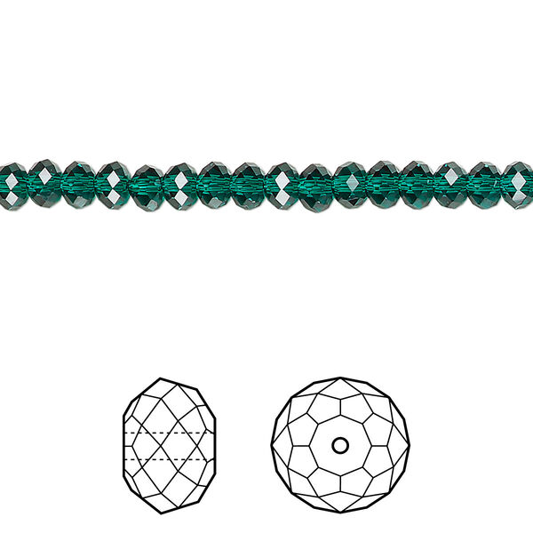Bead 144pk emerald, Crystal Passions® 4x3mm rondelle 5040 image number 0
