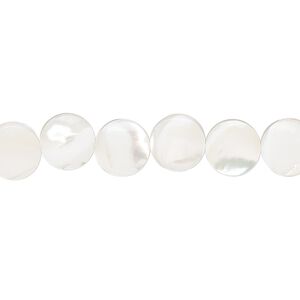 Bead, mother-of-pearl shell (bleached), white, 8mm puffed round, Mohs hardness 3-1/2. Sold per 15-1/2" to 16" strand.