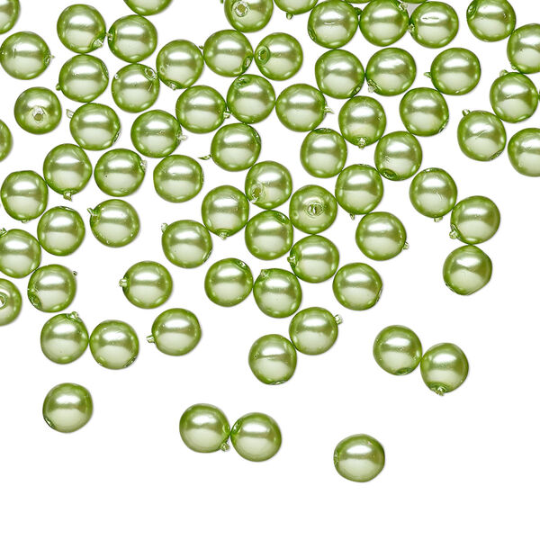 Bead druk Czech pearl-coated glass 100pk 4mm round, opaque light green image number 0