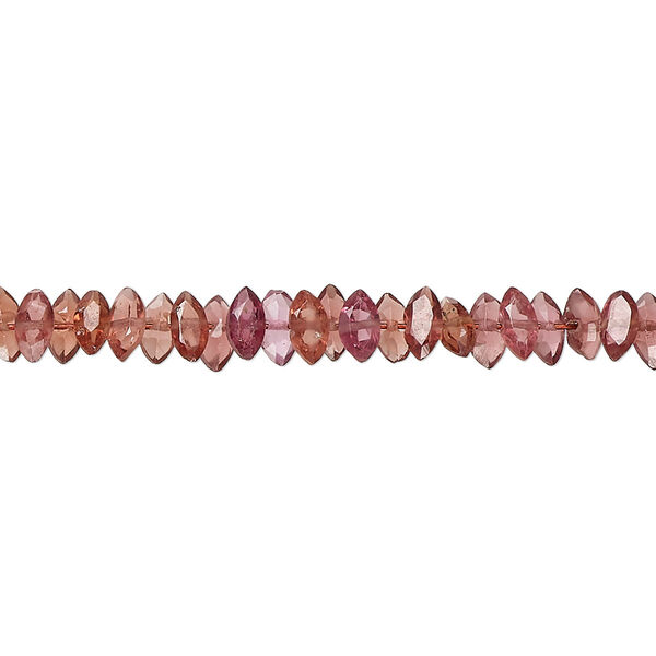 Bead, rhodolite garnet and garnet (natural), 5x2mm-6x3mm hand-cut faceted puffed marquise, B grade, Mohs hardness 7 to 7-1/2. Sold per 14-inch strand, approximately 170 beads. image number 0
