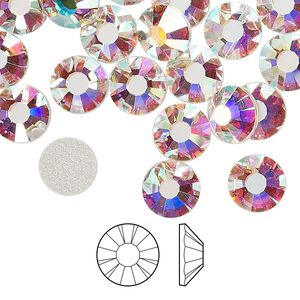 Flat back 144pk crystal AB foil back, Preciosa MAXIMA Czech crystal hotfix rhinestone 8.41-8.67mm chaton rose round SS40