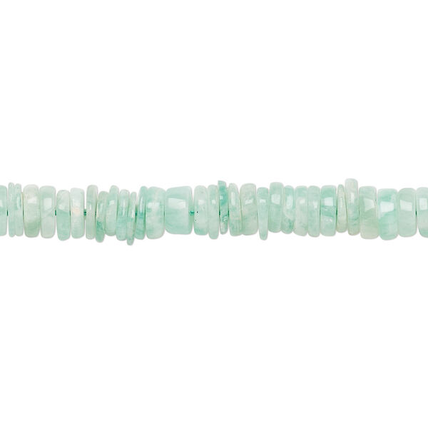 Bead, amazonite (natural), 4x1mm-6x2mm hand-cut rondelle, B grade, Mohs hardness 6 to 6-1/2. Sold per 8-inch strand, approximately 100-150 beads. image number 0