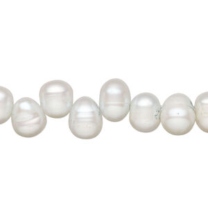 Freshwater pearl 1pkg1, top-drilled rice, 15.5-16 inch pale ocean 8x6mm-11x8mm cultured
