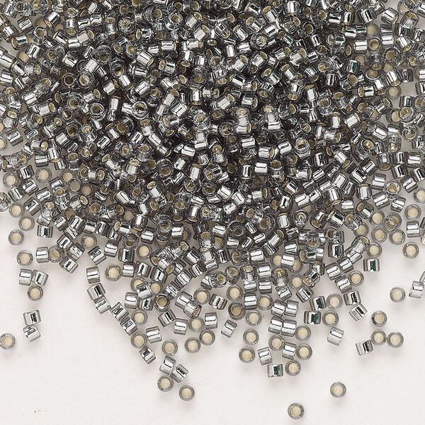 Seed bead, Delica®, glass, pkg/7.5g, #11 round, transparent silver-lined light grey (DB-0048). image number 0
