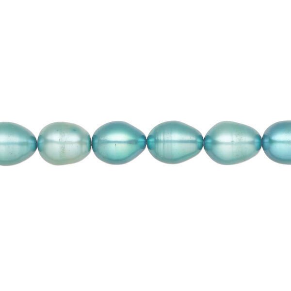 Freshwater pearl 1pkg1, rice, 15 inch sea green 7mm cultured image number 0