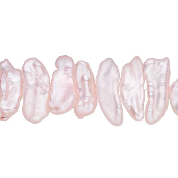 Pearl, cultured freshwater (dyed), pink, 12x4mm-18x7mm stick, C+ grade, Mohs hardness 2-1/2 to 4. Sold per 15-1/2" to 16" strand. image number 0
