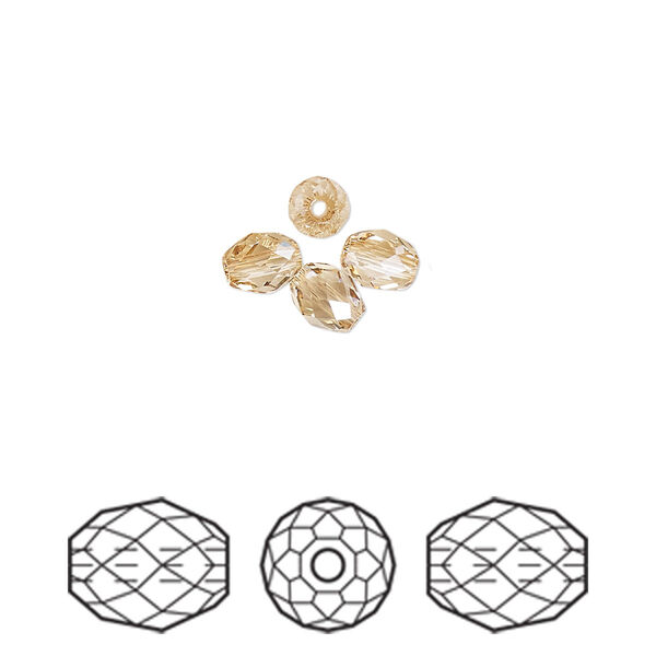 Bead 4pk crystal golden shadow, Crystal Passions® 5x4mm olive briolette 5044 image number 0