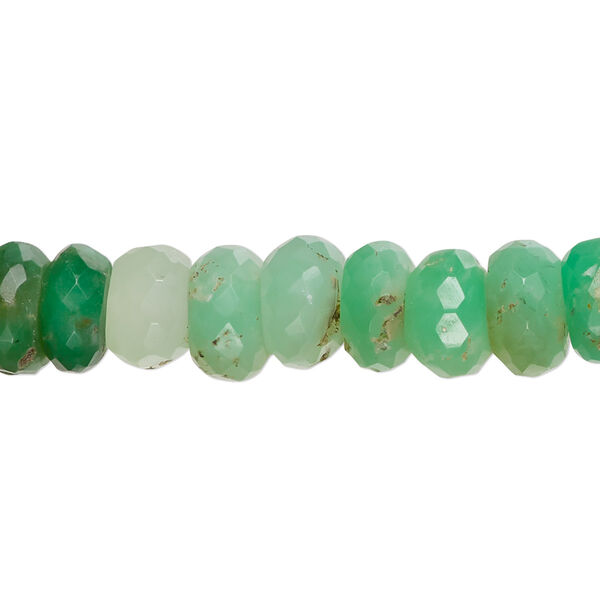Chrysoprase 1pkg1, hand-cut faceted rondelle bead natural C+ grade, 13 inch 9x5mm-10x7mm image number 0