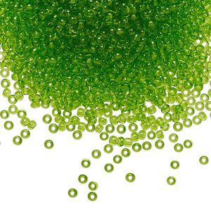 Seed bead, Preciosa Ornela Czech glass, pkg/500g, #11 rocaille, transparent lime green, (50430).