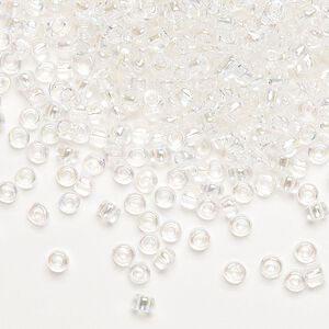 Seed bead, Dyna-Mites™, glass, transparent rainbow clear, #8 round. Sold per 1/2 kilogram pkg.