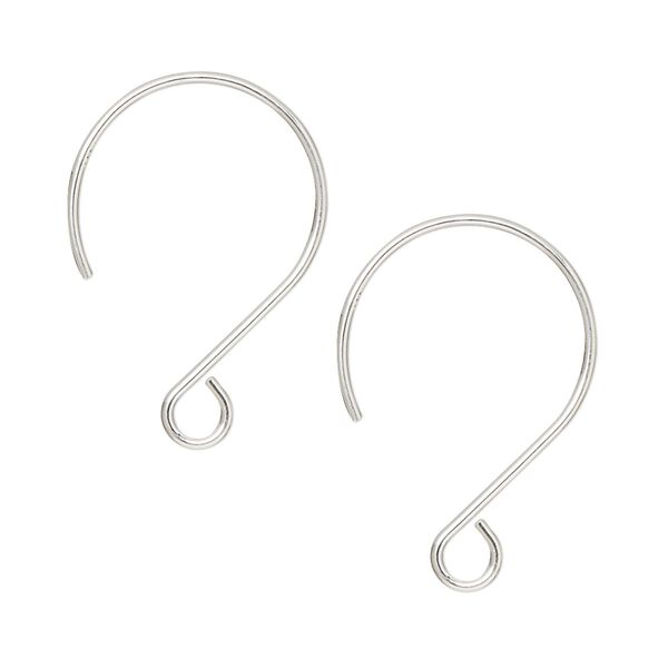 Ear wire French hook 1pkg2 sterling silver, 24mm / open loop, 20 gauge 1 pair image number 0