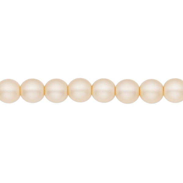 Bead, Czech pearl-coated glass druk, opaque matte champagne, 6mm round. Sold per 15-1/2" to 16" strand. image number 0