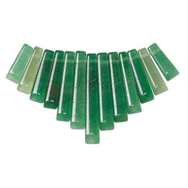 Focal 1pkg1 green aventurine, 26x10mm-29x12mm fan B- grade, set of 13 natural image number 0