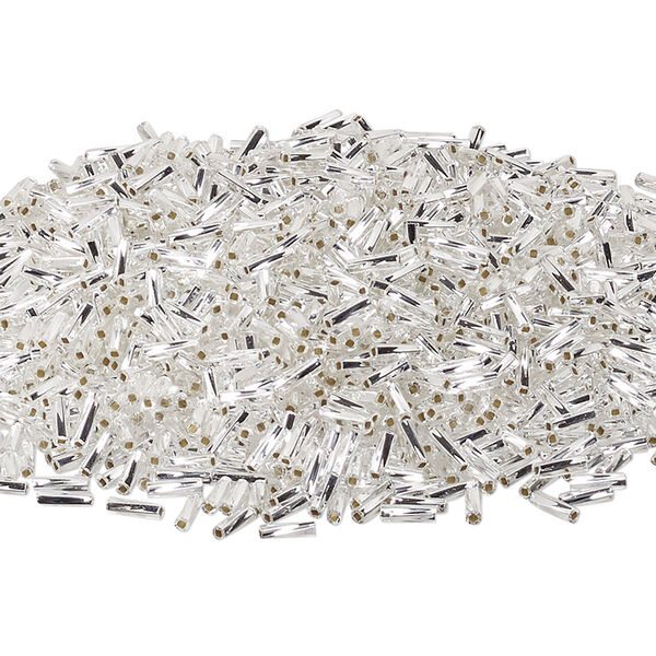 Bead, Miyuki, bugle bead, glass, pkg/250 g, 6x2mm center-drilled twisted, silver-lined translucent crystal clear, (TW-1). image number 0