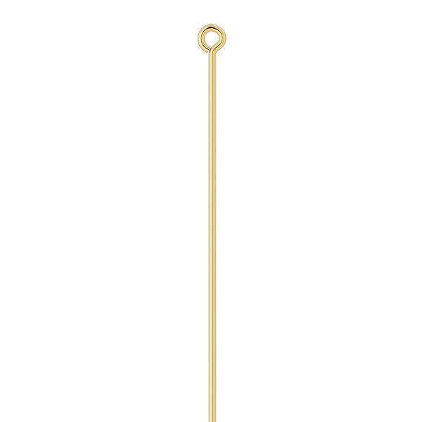 Eye pin, gold-plated brass, 3-1/2 inches, 21 gauge. Sold per pkg of 100. image number 0