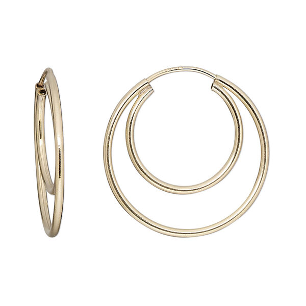 Earring, 14Kt gold-filled, 24mm double hoop with endless-loop closure, 21 gauge. Sold per pair. image number 0