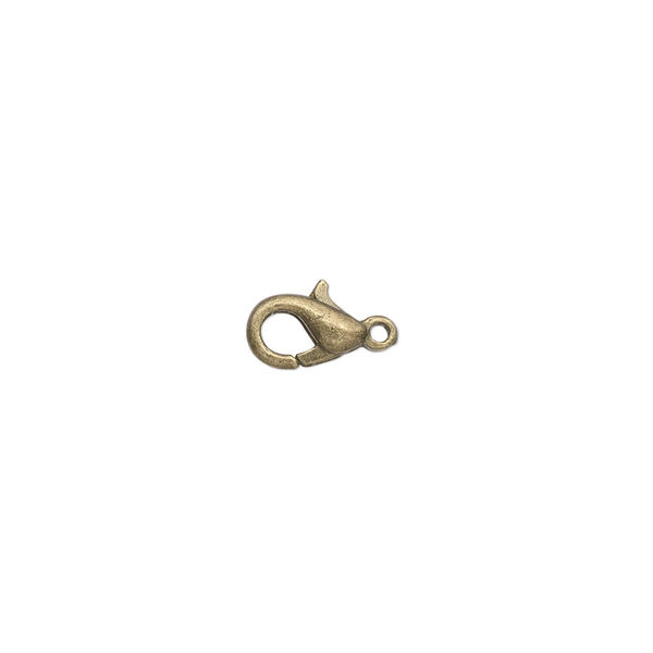 Clasp, lobster claw, antique brass-plated "pewter" (zinc-based alloy), 7x5mm. Sold per pkg of 100. image number 0
