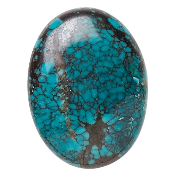 Cabochon, turquoise (dyed / stabilized), 40x30mm calibrated oval, B grade, Mohs hardness 5 to 6. Sold individually. image number 0