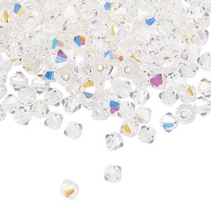 Bead 48pk crystal AB, Preciosa Czech crystal 4mm bicone
