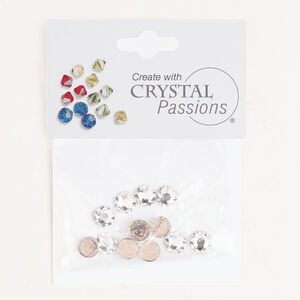 Flat back 1pkg12 crystal clear foil back, Crystal Passions&reg; rhinestone 6.32-6.50mm hotfix round SS30