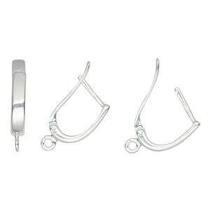 Ear wire leverback 1pkg2 sterling silver, 16mm / open loop, 18 gauge 1 pair