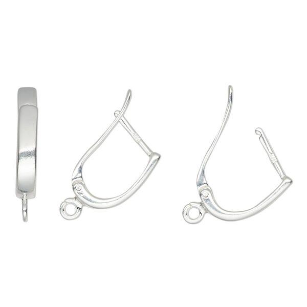 Ear wire leverback 1pkg2 sterling silver, 16mm / open loop, 18 gauge 1 pair image number 0