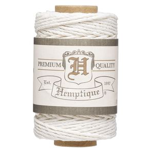 Cord, Hemptique®, polished hemp, white, 1mm diameter, 20-pound test. Sold per 98-foot spool.