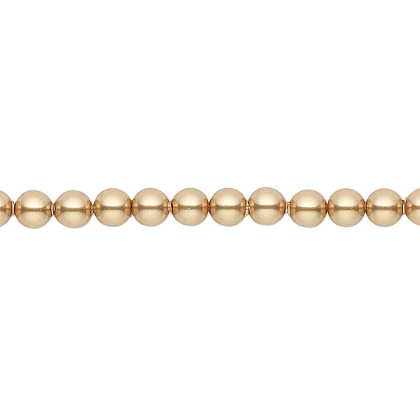 Pearl 500pk bright gold, Swarovski® 4mm round 5810 image number 0