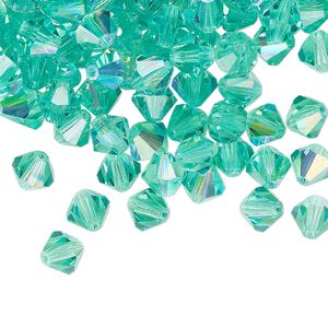 Bead 144pk Caribbean Sea AB, Preciosa Czech crystal 6mm bicone