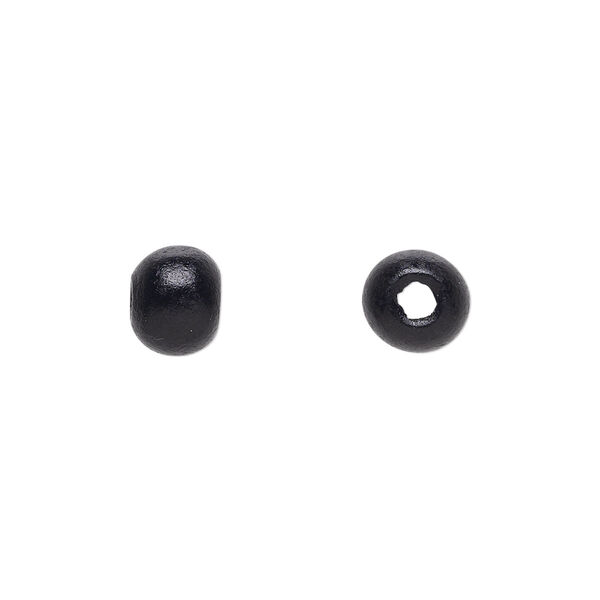 Bead, painted sugar maple (coated), glossy black, 8x7mm hand-cut rondelle. Sold per pkg of 450-500. image number 0