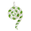 Focal, lampworked glass 1pkg1, translucent and transparent green / white / clear with copper-colored glitter, 3x1.5 inch swirl. image number 0
