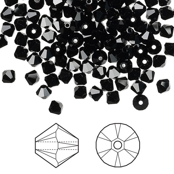 Bead 1440pk jet, Crystal Passions® 4mm bicone 5328 image number 0